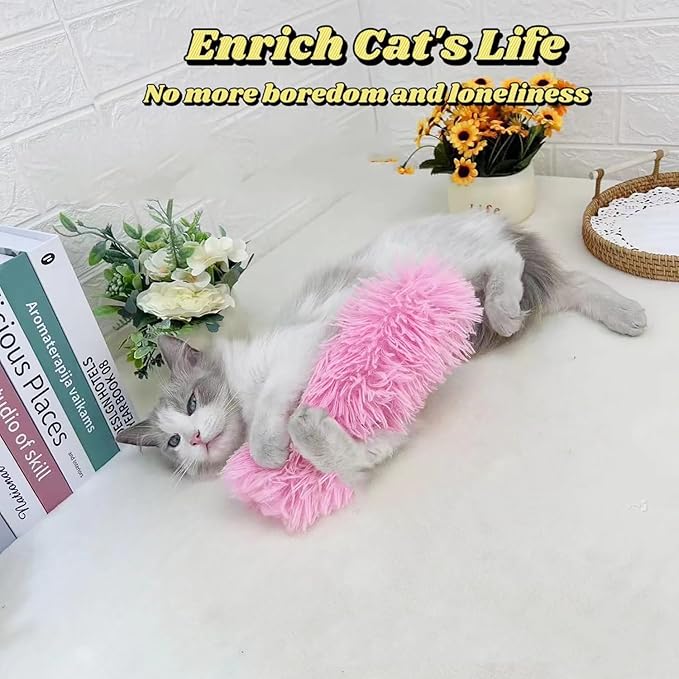 Catnip Toys with 3Pcs Cat Toys - Skin-Friendly Pillow Kicker Toy for Indoor Cats with Crinkle Paper, Catnip & Teething Soother (Pink/Green/Blue)