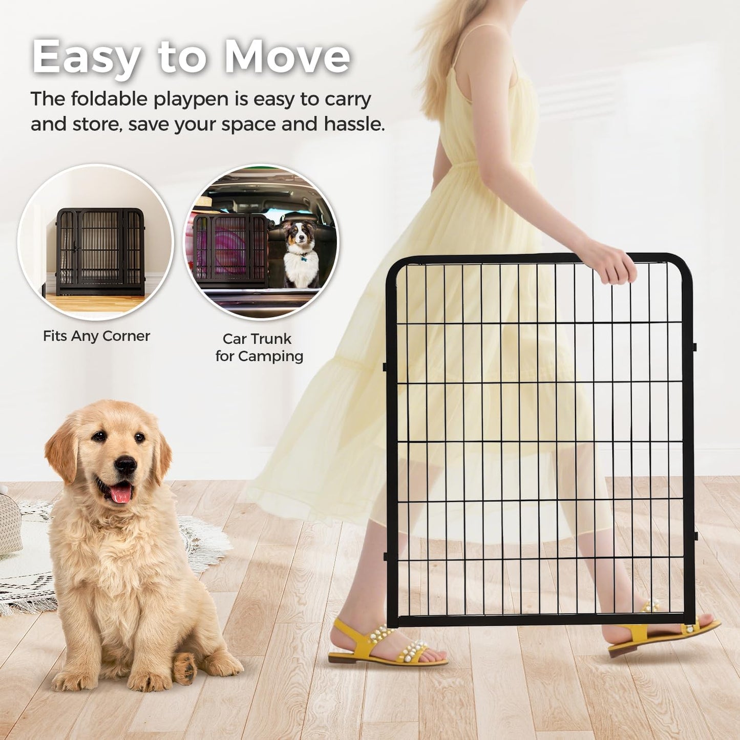40 Inch Dog Playpen - 16 Panels Metal Pet Exercise Pen for Medium-Large Dogs, Indoor/Outdoor Dog Fence for Yard, Garden, Camping & RV Travel