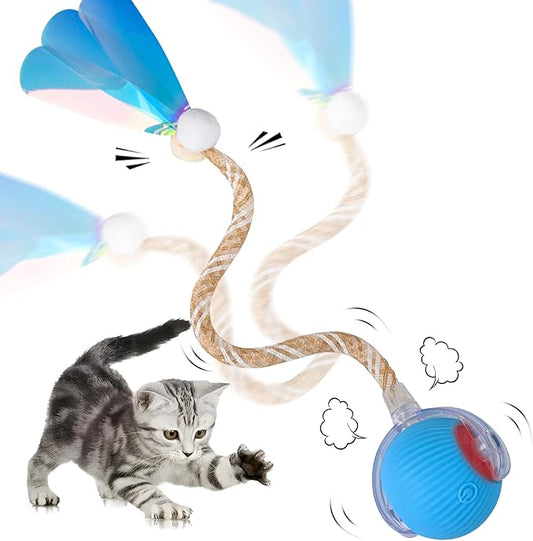 Interactive Cat Toy Ball for Indoor Cats, Fast Self Rolling on Carpet, Automatic, Blue