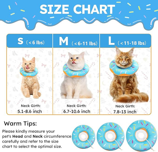 Cat Cone Collar Soft, Cat Recovery Collar for Wound Healing Cute Cat Adjustable Cat Cones to Stop Licking Comfortable Lightweight Neck Elizabethan Collars for Cats