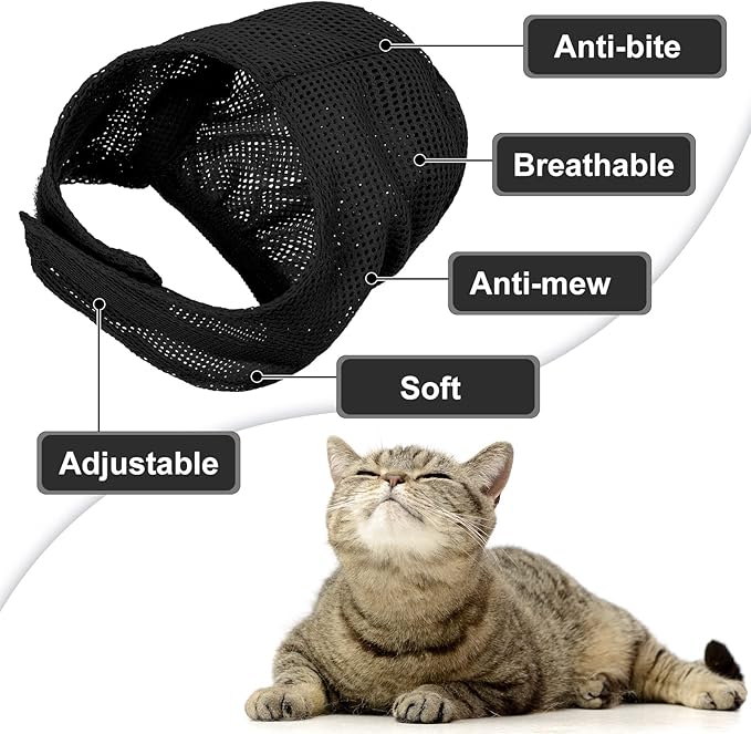 Patelai 5 Pcs Cat Bathing Bag Set Cat Grooming Bag Adjustable Pet Shower Net Muzzles Nail Clipper Tick Remover Tool Massage Brush(Black White)