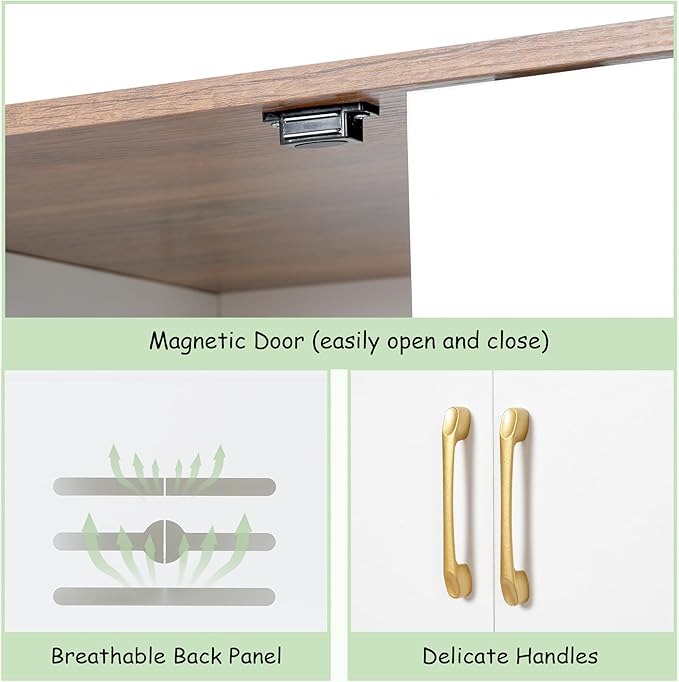 Litter Box Enclosure, 30.9'' High Large Litter Box Furniture, Modern Cat Litter Box Enclosurewith Hidden Storage, Side Table, End Table, White and Brown GCLB003WWB