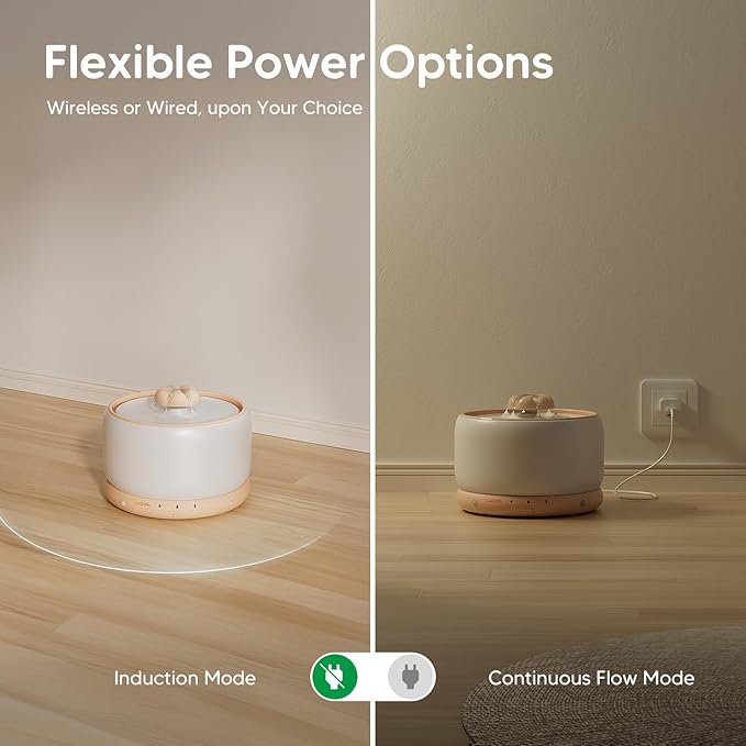 WOPET Wireless Cat Water Fountain, 3L/101oz W03 Stylish Ceramic Pet Water Fountain, 5000 mAh Battery Operated Cat Water Dispenser for Cats & Dogs, Ultra-Quiet, Easy to Clean and Assemble White Orange