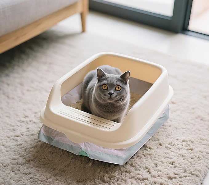 Jumbo Cat Litter Box Liners 40 Ct - Extra Large 37" x 18" Drawstring Litter Pan Liners, 2 Mil Thick Scratch-Resistant, Fits Deep Litter Pans(Pans up to 18") - Leakproof Tear Proof