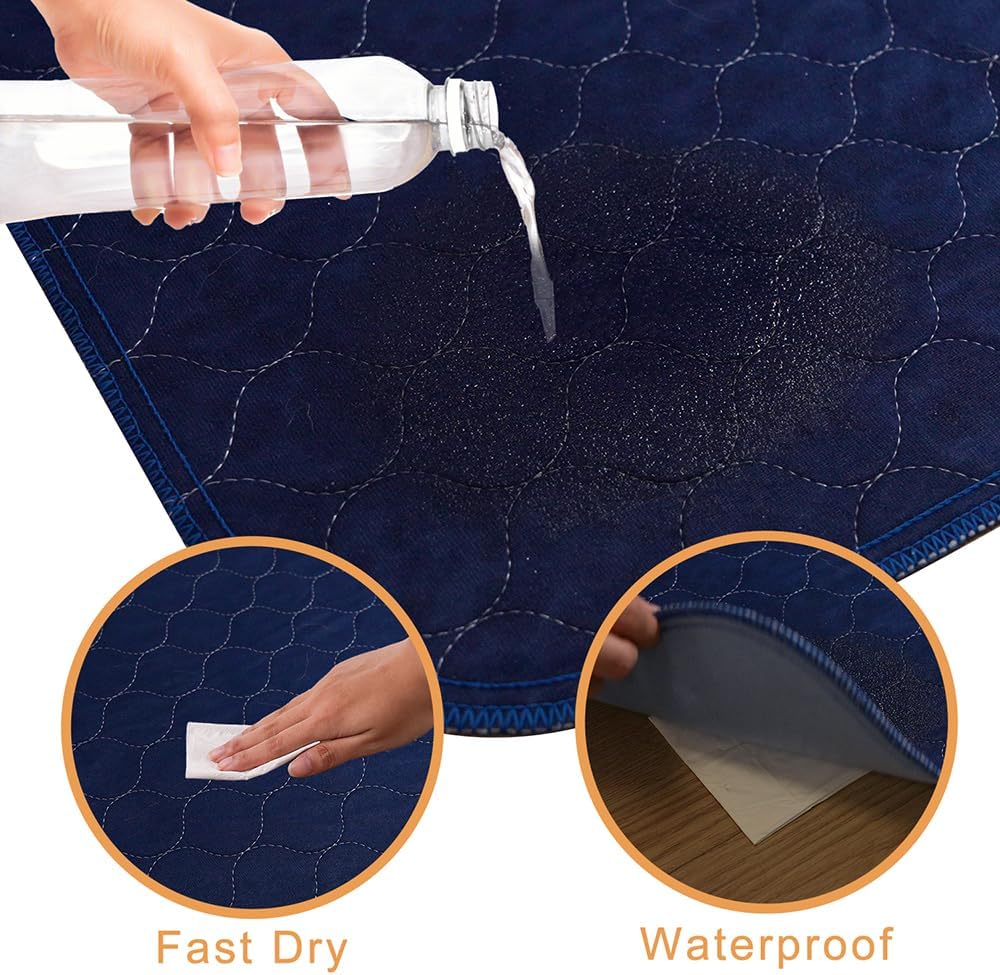 2Pack Dog Pads Washable 53”x65”, Extra Large Puppy Pads Waterproof, Super Absorption, Anti Skid Whelping Pad for Puppy Pen