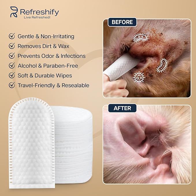 Dog Ear Wipes - 100 Value Pack - Mint Ear Wipes for Dogs, Vet Formulated Pet Ear Wipes for Dogs & Cats – Effective Dog Ear Cleaner for Itch Relief, Wax & Odor