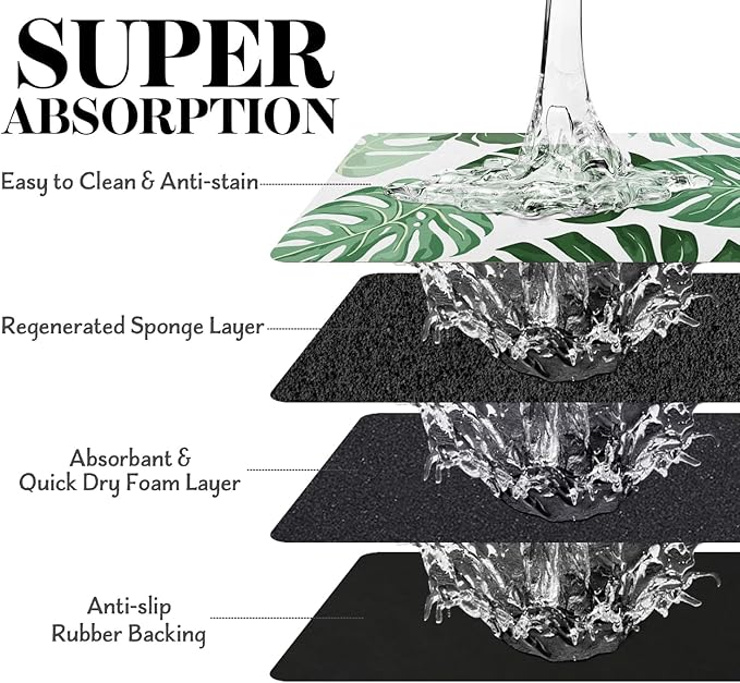 Dog Food Mat for Floors - Absorbent Bowl Mat for Food and Water Dispenser, Quick Dry Pet Supplies for Dogs and Cats