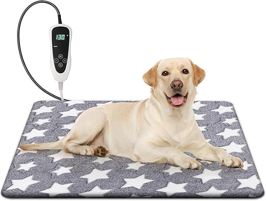 Cat Heating Pad, Waterproof Pet Heating Pad for Cats Dog Indoor, 11 Adjustable Temperature Cat Warming Bed Mat with Timer, Indoor Heated Bed with Chew Resistant Cord (M: 28'' L X 18'' W)