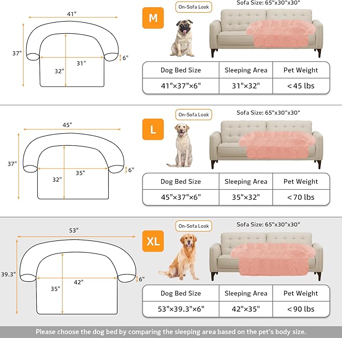 GGIB Calming Dog Bed Fluffy Plush Dog Mat for Furniture Protector with Removable Washable Cover for Large Medium Small Dogs and Cats (Extra Large (53x39.3x6), Pink)