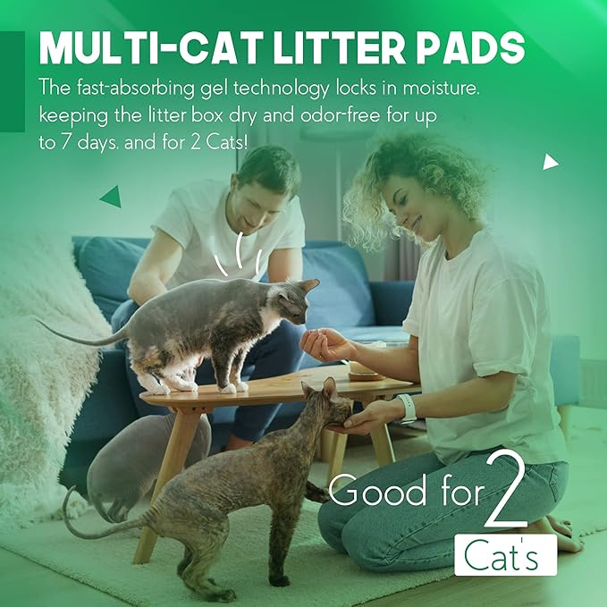 PETSWORLD Multi Cat Pad Refills for Cats Breeze Litter System, Ultra-Absorbent, Quick Dry - (200 Count, Fresh Scented)