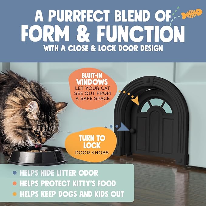 Meow Manor® Cat Door Interior Door - No-Flap, Interior Cat Door for Cats Up to 20 lbs, Easy DIY Setup, Secured Installation in Minutes, No Training Needed…