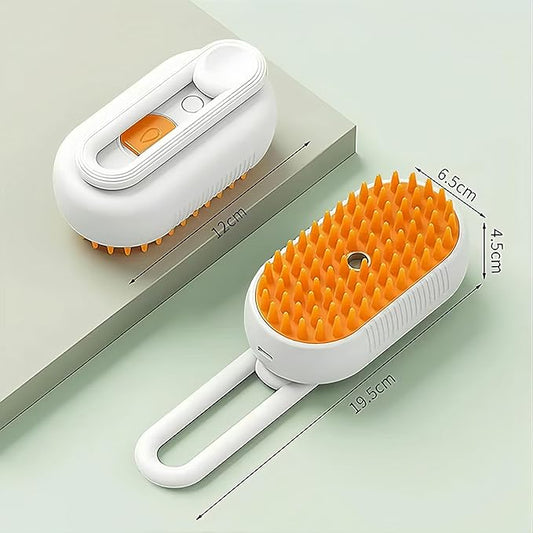 BoBow Cat Steam Brush for Shedding for Cats and Dogs, 3 in 1 Grooming Anti-Static Steam Pet Brush, Massage, Cleaning, Shedding, Combing Long and Short Hair Dogs and Cats (Khaki)
