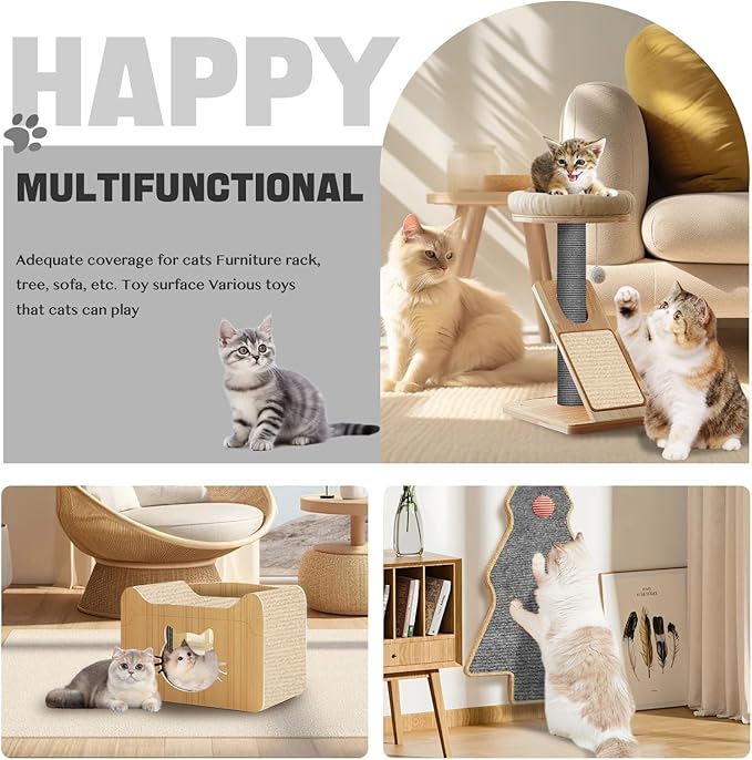 Couch Wall Corner Protector for Indoor Cats, Anti Scratch Furniture Protector from Cats Scratching, Trimmable Climbing Cat Scratcher Pad Mat for Cat Board/Door/Carpet(Khaki, 39.3x15.8In)