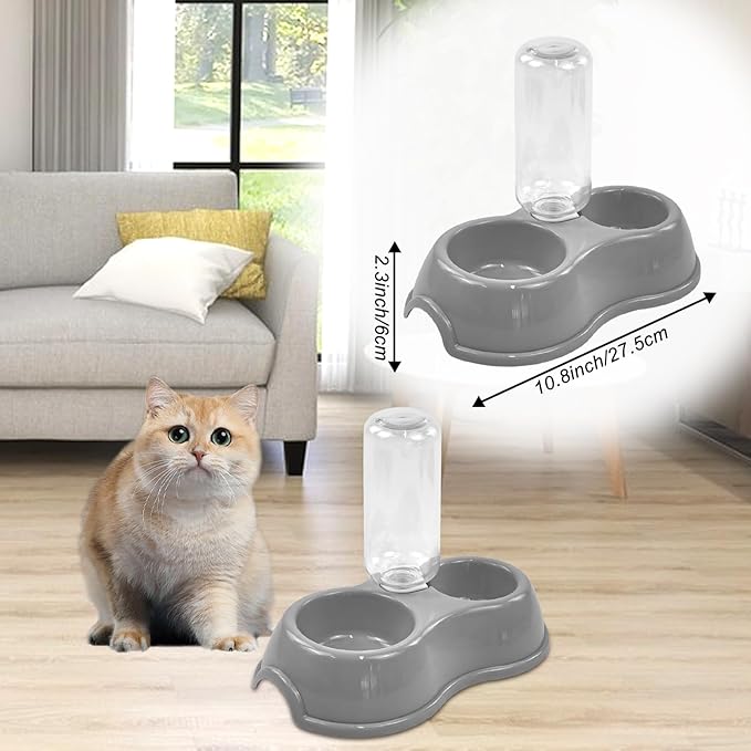 Kitten Starter Kit - 15 Piece Cat Essentials Set Includes Litter Box, Toys, Collars, Scratch Pad, Nail File, Automatic Feed Bowls, Grooming Gloves (Gray)