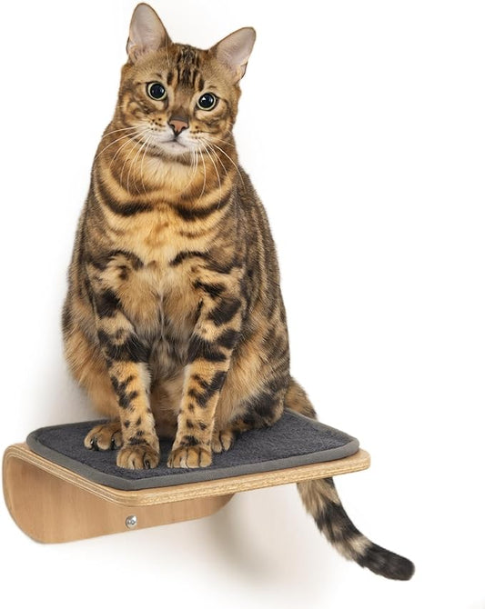 Cat Wall Shelves,Cat Wall Steps and Perch,Stairs,Ladders,Nest,Bed,Modern Wooden Floating Climbing Furniture for Hopping and Sleeping,with Scratching Cushion（Step）