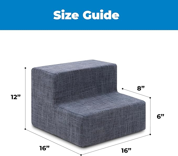 Best Pet Supplies Dog Stairs & Steps - Foam Steps for Small Dogs & Cats, Non-Slip Indoor Balanced Pet Step Support, Dog Ramp, No Assembly, Dark Gray Linen, 2-Step (12-inch Height)