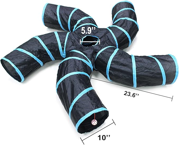 Bemodst Cat Tunnel for Indoor Cats, 5 Way Cat Tubes and Tunnels Collapsible S-Shape Small Animal Tubes Kitty Tunnels Interactive Maze Cat Toy for Kitten Rabbit Ferret - 5 Way