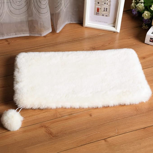 SHENGOCASE 2-Pack 12" x 22" Faux Rabbit Fur Pet Bed Mats, Non-Shedding and Non-Deforrable