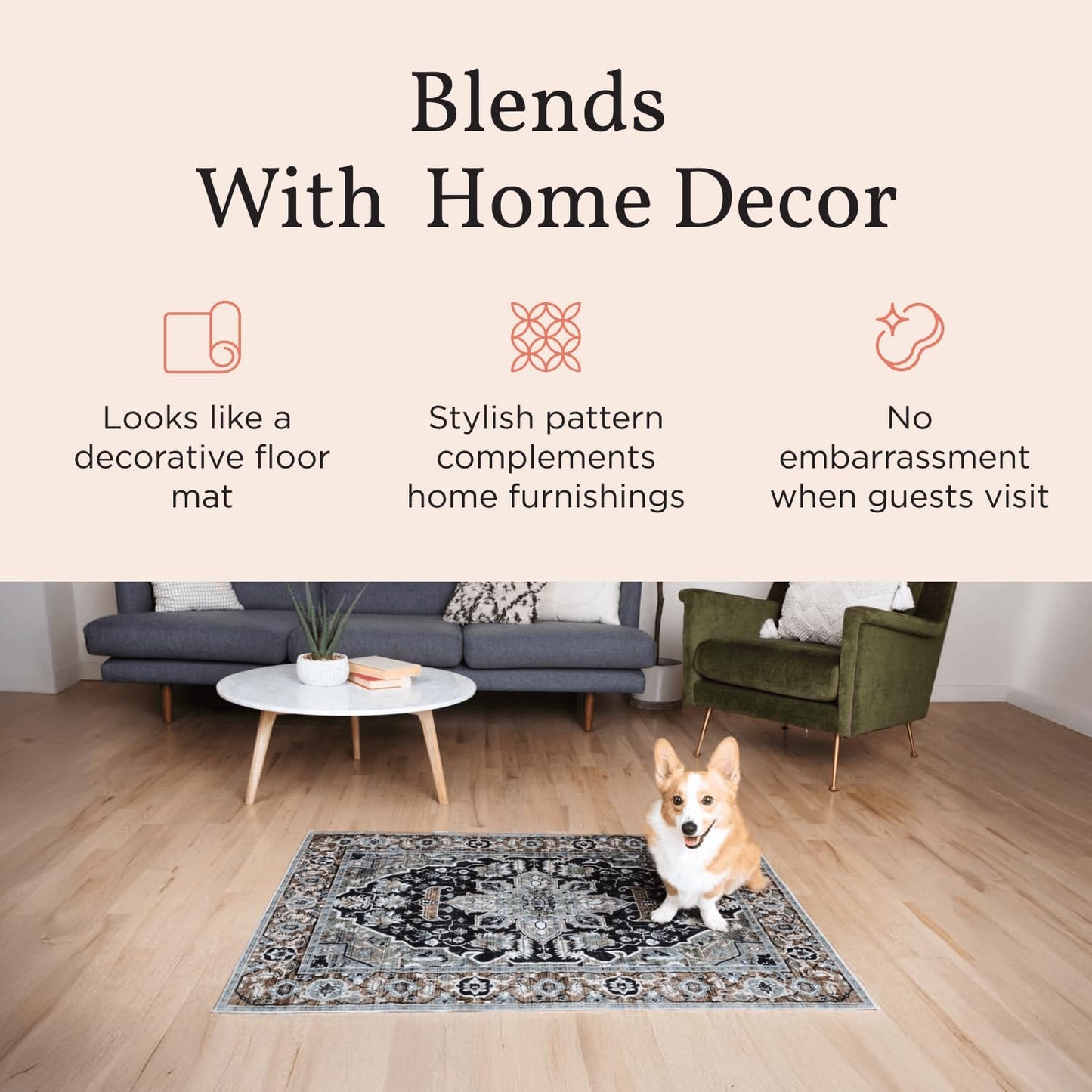 LOVEWAG Washable Dog Pee Pads, 24" x 16", Waterproof, Non-Slip, Super Absorbent, Reusable Machine-Washable, 2-Pack (Peacock Garden)