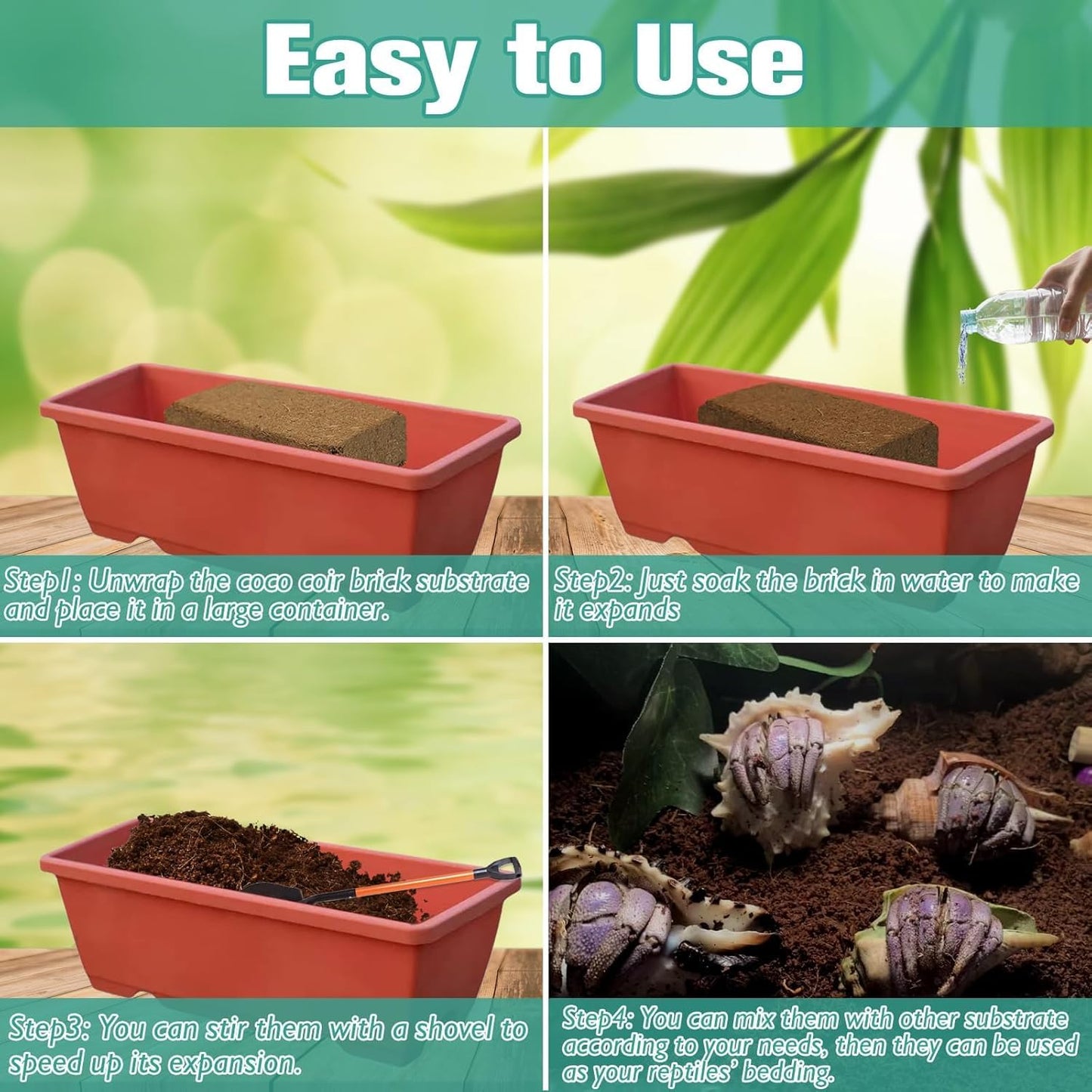 Halatool 8Pack Compressed Coconut Fiber Substrate for Reptile Natural Premium Coconut Husk Substrate Terrarium Bedding for Tortoises Beard Dragon Leopard Gecko Snake Tarantula Worm Bins