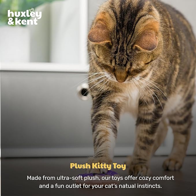 Huxley & Kent Plush Cat Toy - Halloween Interactive Catnip Toy for Cats & Kittens - Soft with Crinkle & Catnip - Fun Indoor Play - Spiderweb Donut & Black Flame 2pk