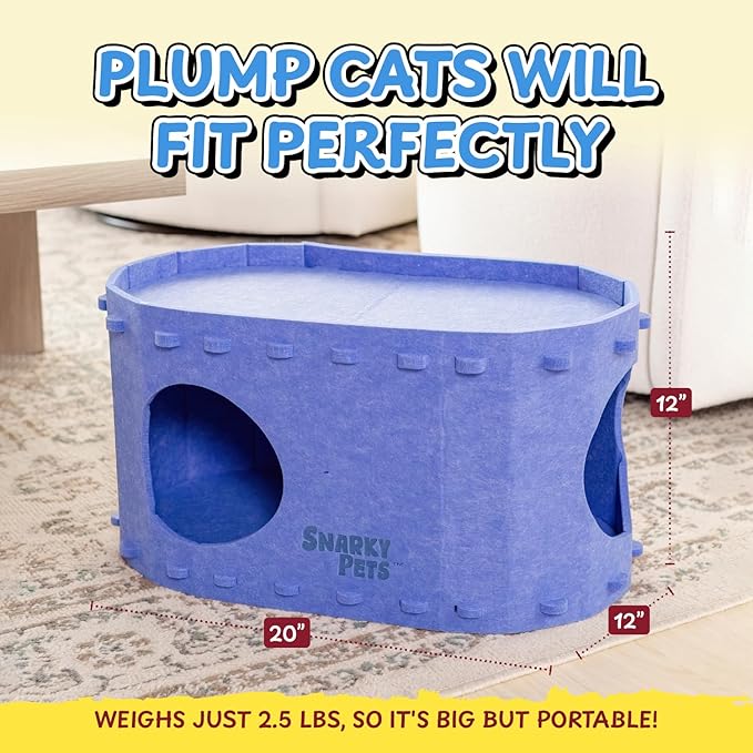 Tess & Liza Felt Cat Cave – Cozy Hideaway for Cats & Kittens | Eco-Friendly Felt Cat House | Durable & Spacious Cat Bed for Large Cats | Stylish Indoor Pet Furniture by Snarky Pets™ Pink