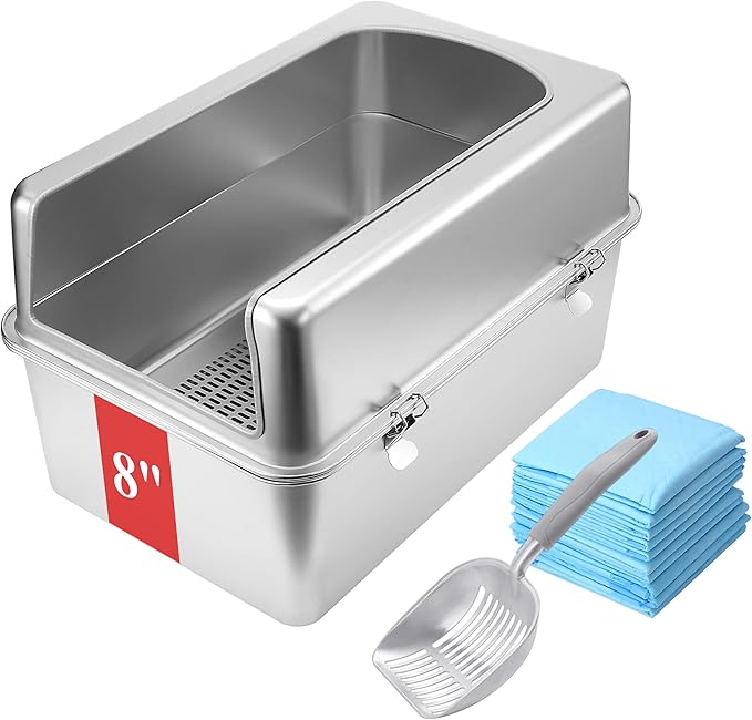 8" Sifting Cat Litter Box with Lid for Pine Pellets