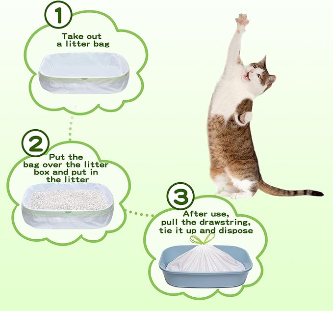 Litter Box Liners Large, Jumbo Drawstring Cat Litter Bags, Extra Thick Litter Pan Liners Heavy Duty, 36"x16",30 Count