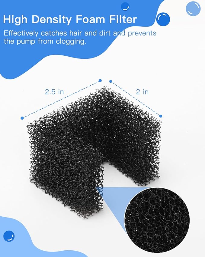 10 Pack Foam Filters for PetSafe Viva Pet Water Fountain - Pet Drinking Fountain Filter Replacement - Black