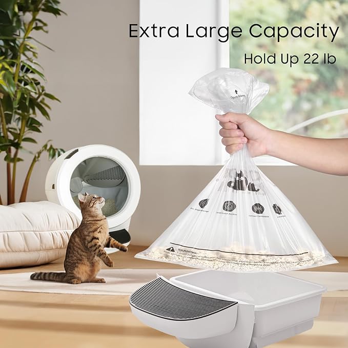 150 Pack Cat Litter Box Robot 4 and 3 Waste Bags, Automatic Litter Box Liners Bags, Tear-free, Sensor-compatible, 9-11 Gallon Capacity