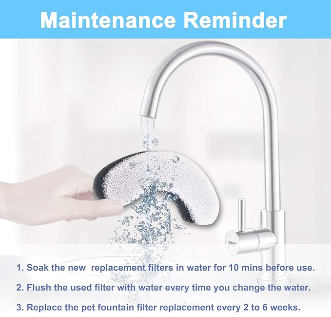 Cat Water Fountain Filter Replacement 6pcs Cat Fountain Filter Arc-shaped Washable Pet Fountain Filters with Triple Filtration System Activated Carbon for 1.8L HAPUP Dog Water Fountain