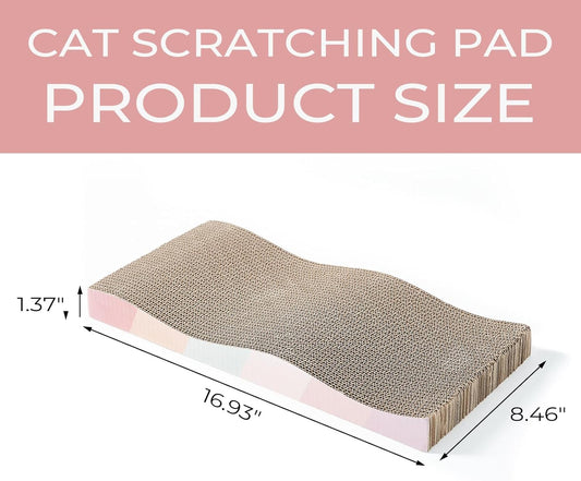 Cat Scratching Pads Cardboard Cat Scratchers for Indoor Cats Reversible Large Wide Corrugated with Catnip and Mini Toy (3pcs)