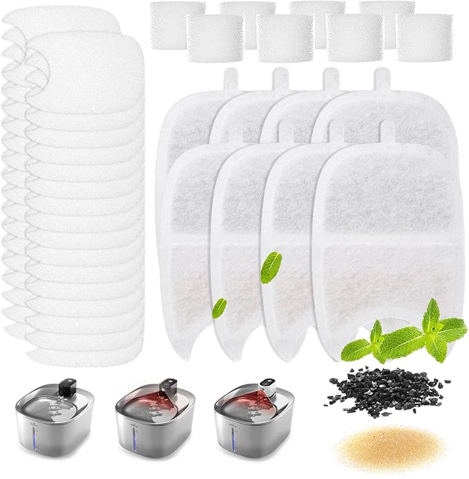 iPettie Water Fountain Filters Kits for Runway Stainless Steel Cat Water Fountain, IP-WF-S04-F8