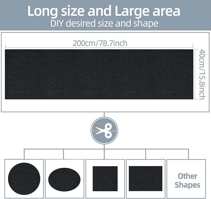 Cat Scratch Mat 78.7"x15.8",Replacement Cat Scratching Post or Cat Scratch Pad,DIY Cat Tree Shelf,Decoration Cat Tower,Protector Couch Furniture or Wall (Black)