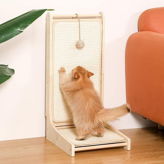 L-Shaped Cat Scratcher Pad for Indoor Cats - Sisal Scratching Board, Furniture Protector, and Scratch Post