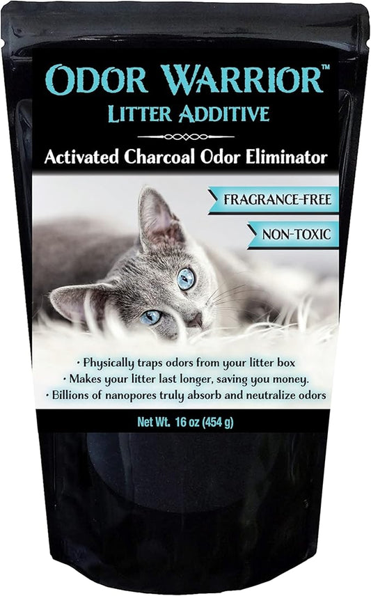 Odor Warrior Cat Litter Deodorizer | Cat Litter Odor Control with Ultra Absorbing Activated Charcoal | Extend The Life of Your Kitty Litter with a Truly Fragrance Free Litter Solution