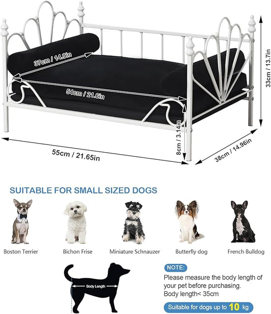Pet Sofa Bed, Cat Bed,Dog Bed,Cat Couch,Pet Couch,Metal Frame and Detached Velvet Cushion，Cool Dog Couch for Small Cats &Dogs&Puppy Summer Using (White)