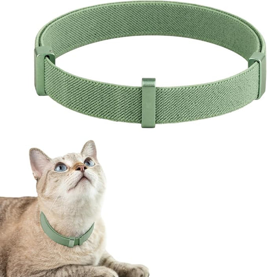 Safety Cat Collar Pro, Lightweight Elastic Release Non Breakaway Cat Collar Adjustable with Snap Fastener for Kitten All Small Large Cats, US IDA Gold Award (Olive, M 7.9-15.7")