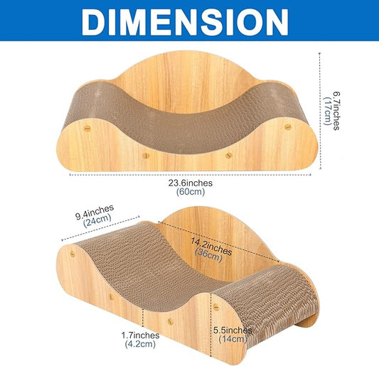 Cat Scratcher Cardboard, Scratching Pad House Bed Furniture Protector, Infinity Shape, Curved (Wood, Round Sofa)