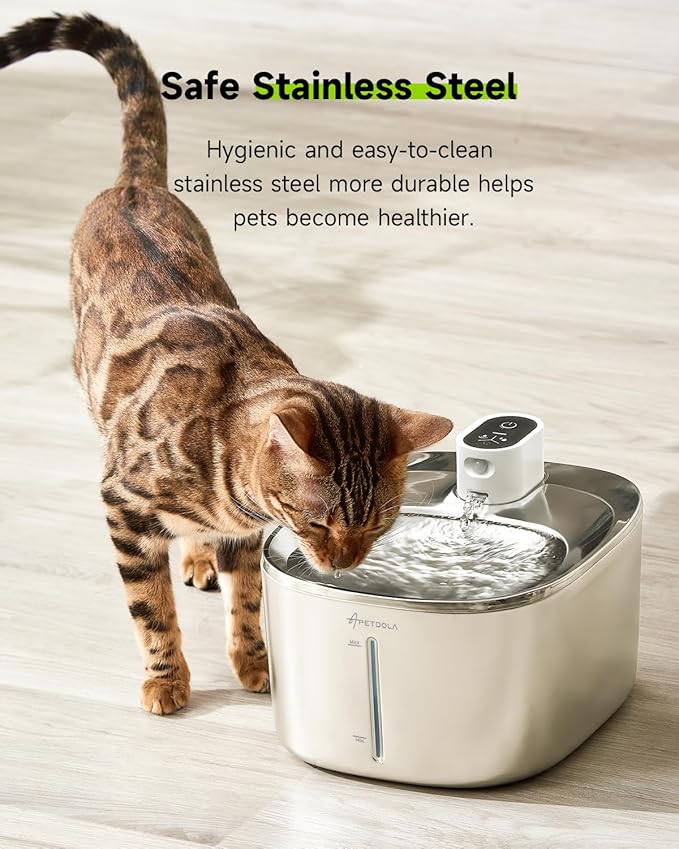Cat Water Fountain Stainless Steel,152oz/4.5L Wireless Pet Fountain,Automatic Water Bowl for Cats Dogs with Motion Sensor,Quiet Filtered Pet Water Fountain w 5 Filters(Filters for 4 Months)