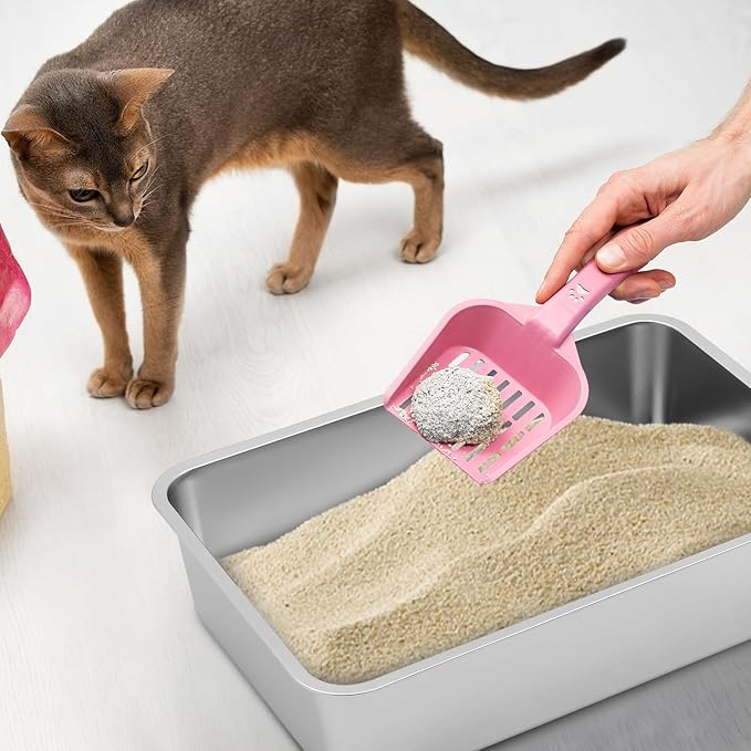 Tioncy 10 Pack Stainless Steel Litter Box for Cat,23.5 x 15.5 x 6 Inch Extra Large Metal Litter Box Non Stick Litter Pan with High Sides Never Absorbs Odor, Rustproof for Cat Dog