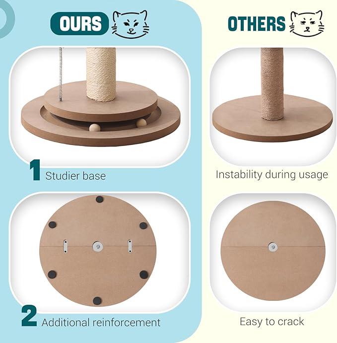 Aplatho cat Scratching Posts for Indoor Cats Adults, Tall cat Scratching Post for Large Cats, Sturdy sisal cat Scratching Post with Ball Track