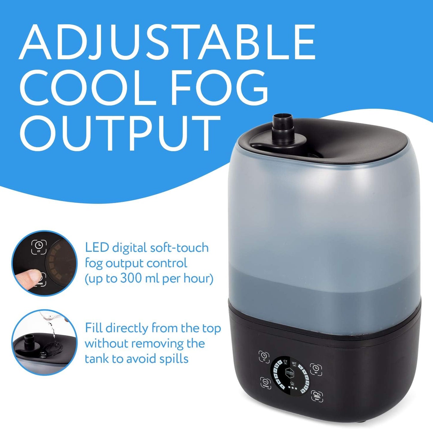 Evergreen Pet Supplies Reptile Fogger Humidifier - 4L Tank, Digital Timer - Automatic Misting System for Terrarium & Amphibian Enclosures