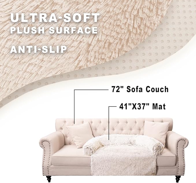 Calming Dogs/Cats Bed Mats, Dog Pad Washable Removable Couch Cover, Plush Long Fur Mat for Pets, Waterproof Lining, Perfect for Small, Medium and Large Dogs and Cats (Gradient Brown, 41"x37")