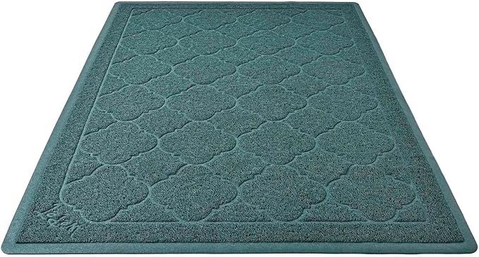 WePet Cat Litter Box Mat, Kitty Premium PVC Pad, Durable Trapping Rug, Phthalate Free, Urine-Resistant, Scatter Control, XXL 47 x 36 Inch, Celadon Green
