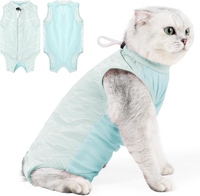 Cat Recovery Suit Cat Onesie for Cats After Surgery, Breathable Cat Surgery Recovery Suit Female for Abdominal Wounds, Kitten Recovery Suit E-Collar Alternative Cat Onesie After Spay Anti Licking