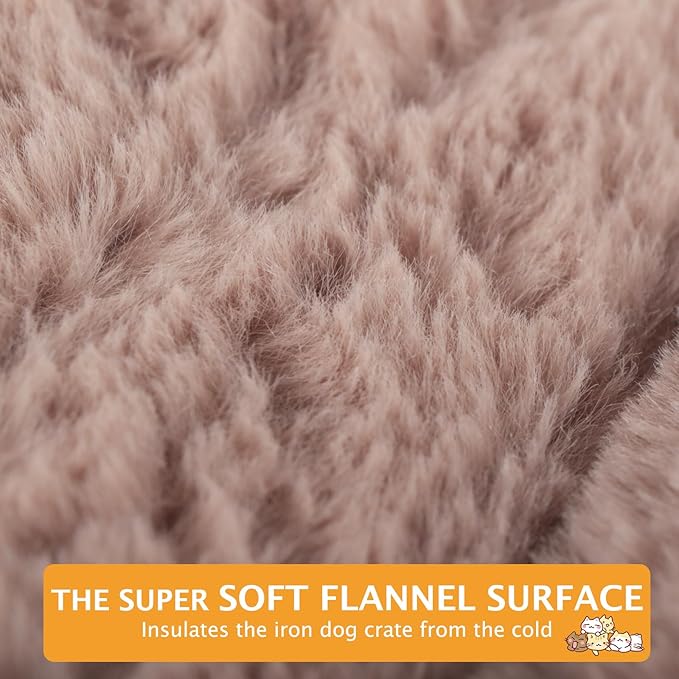 Reversible Dog Bed Mat with Plush and Corn Velvet,Soft Warm Pet Cushion, Dual Purpose Washable Sleeping Mattress Bed for Small Medium Large Dog and Cat XB004 (48"*30", Khaki)