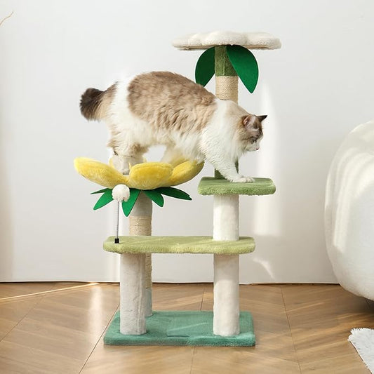 HYABi 40-Inch Avocado Cat Tree Tower - Small Garden Cat Condo with Multi-Level Activity Platform & Scratching Posts, Perfect for Indoor Kittens and Play