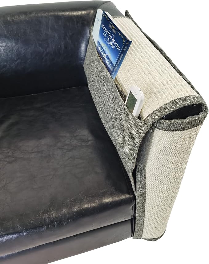 Fully Wrapped Cat Scratcher Couch- Natural Sisal Furniture Protection from Cats-Corner cat Scratcher for Couch Bed,Chair-Easy Installation