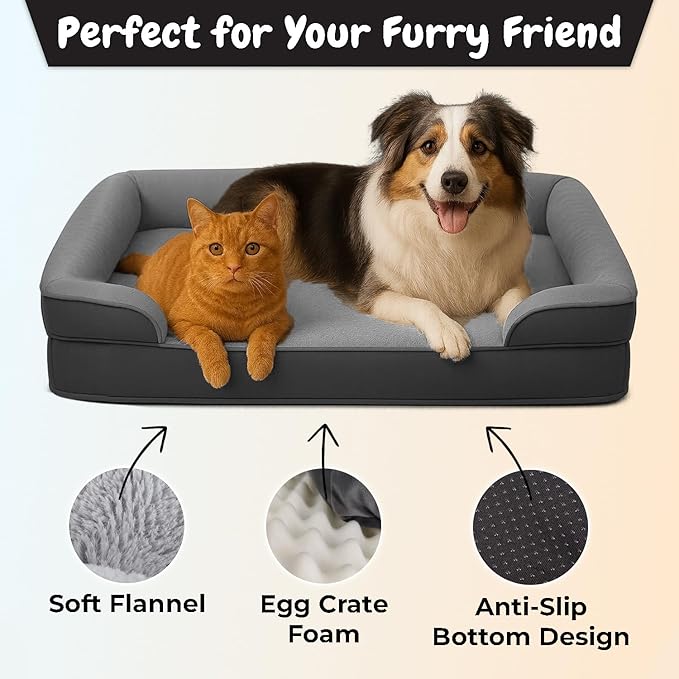 Cushion Bed for Pets Medium Size Calming Anti Anxiety Crate Bed Machine Washable Breathable Soft Padding (27.9" L x 22.8" W x 6.4" H)